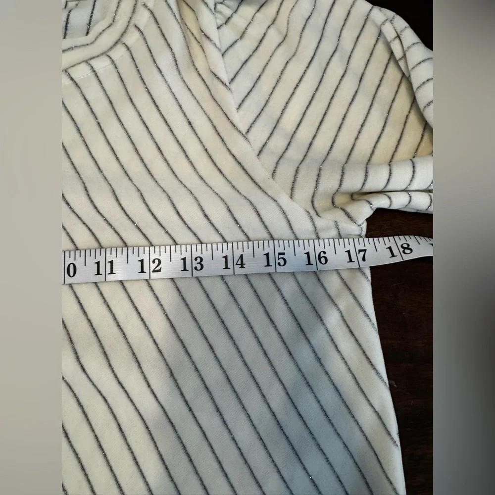 Ganni Women’s Rainbow Metallic Striped Ivory Hawley Velvet Retro Top Sz S